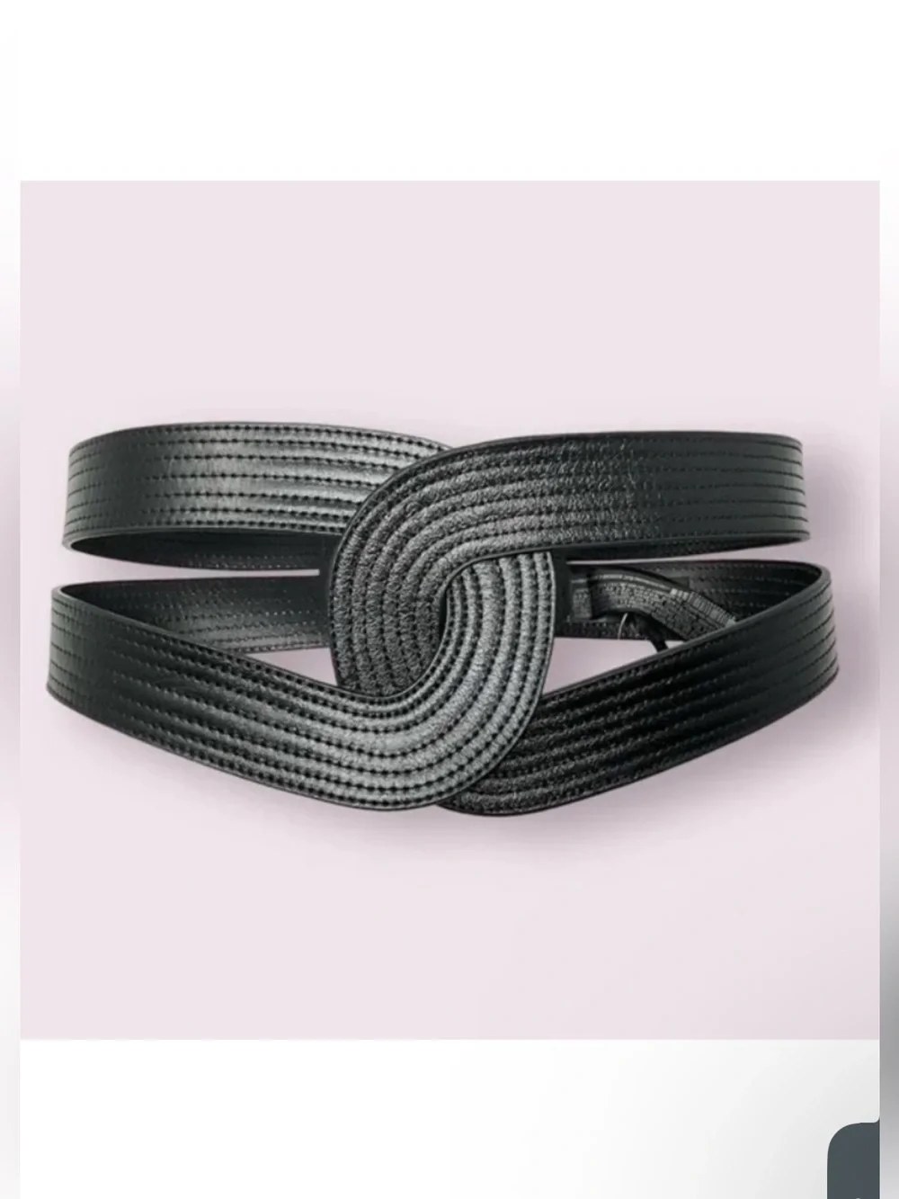 Zara Limited Edition 100% Genuine leather twist black wide belt Sz.80 (S)